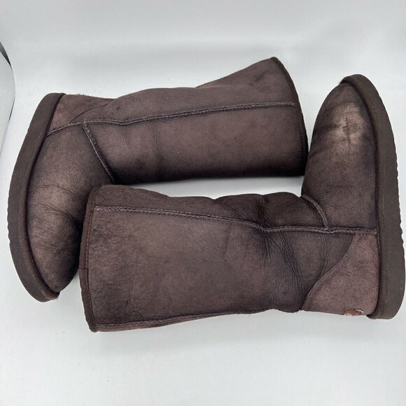 UGG Classic Women Size 8 Tall Winter Snow Boots Brown Mid Calf 5805 - Picture 4 of 11
